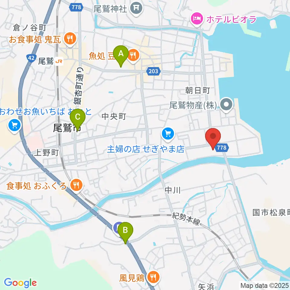 尾鷲市民文化会館 せぎやまホール周辺のコンビニエンスストア一覧地図
