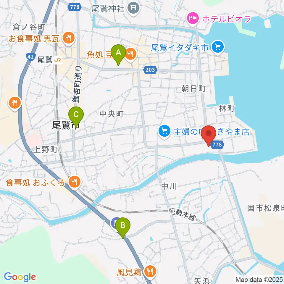 尾鷲市民文化会館 せぎやまホール周辺のコンビニエンスストア一覧地図