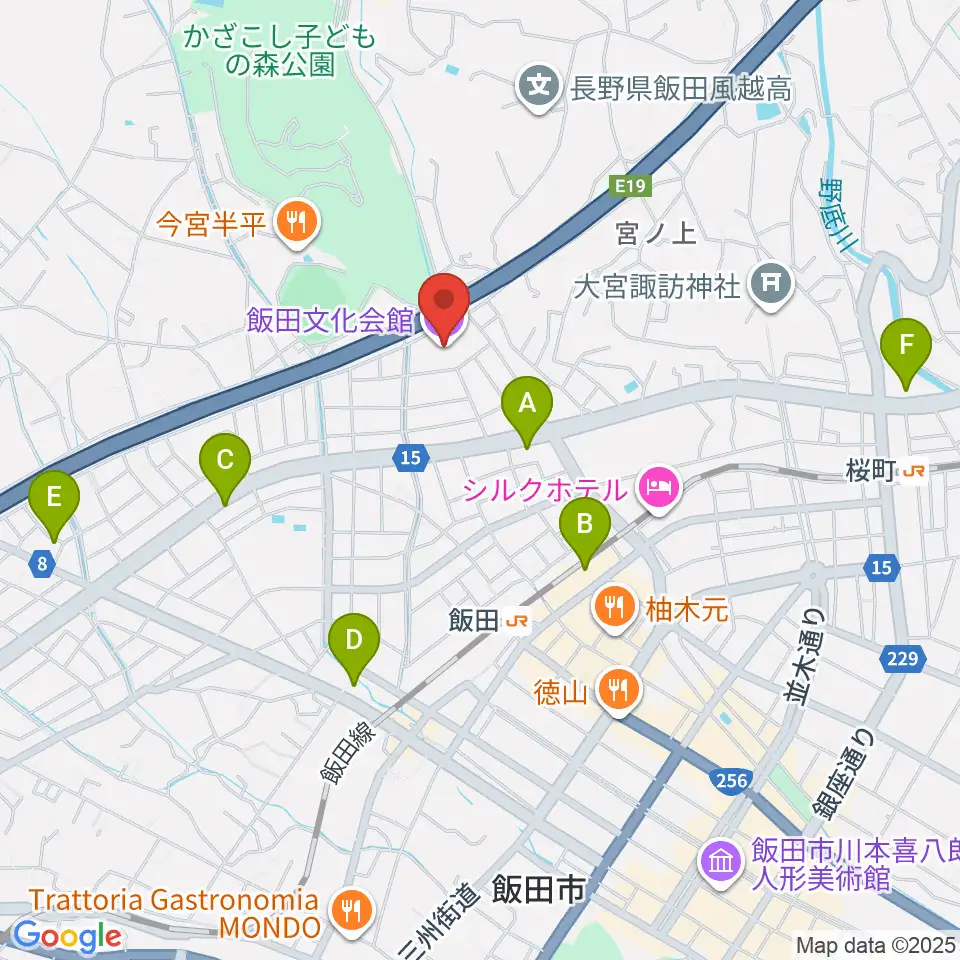 飯田文化会館周辺のコンビニエンスストア一覧地図