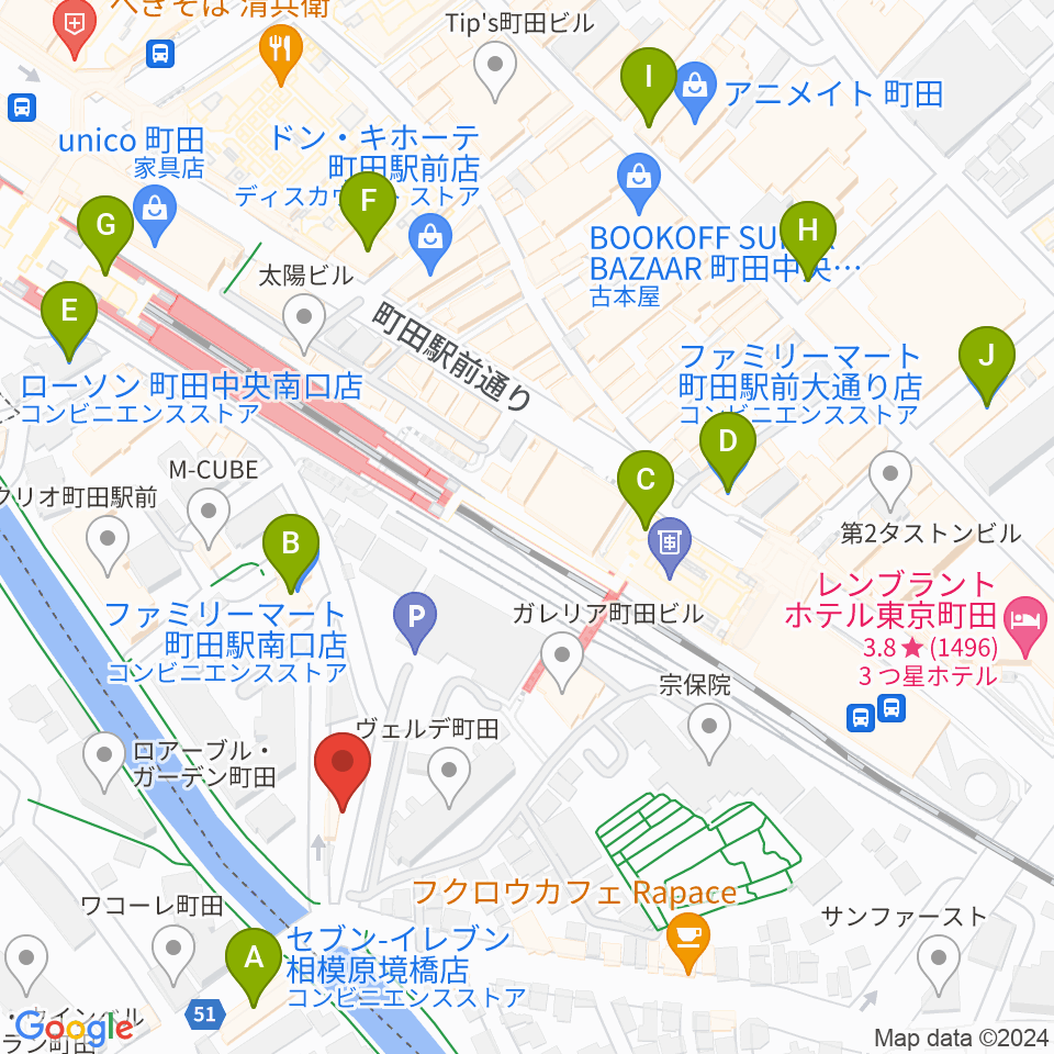 YOKOTA BASE STUDIO周辺のコンビニエンスストア一覧地図