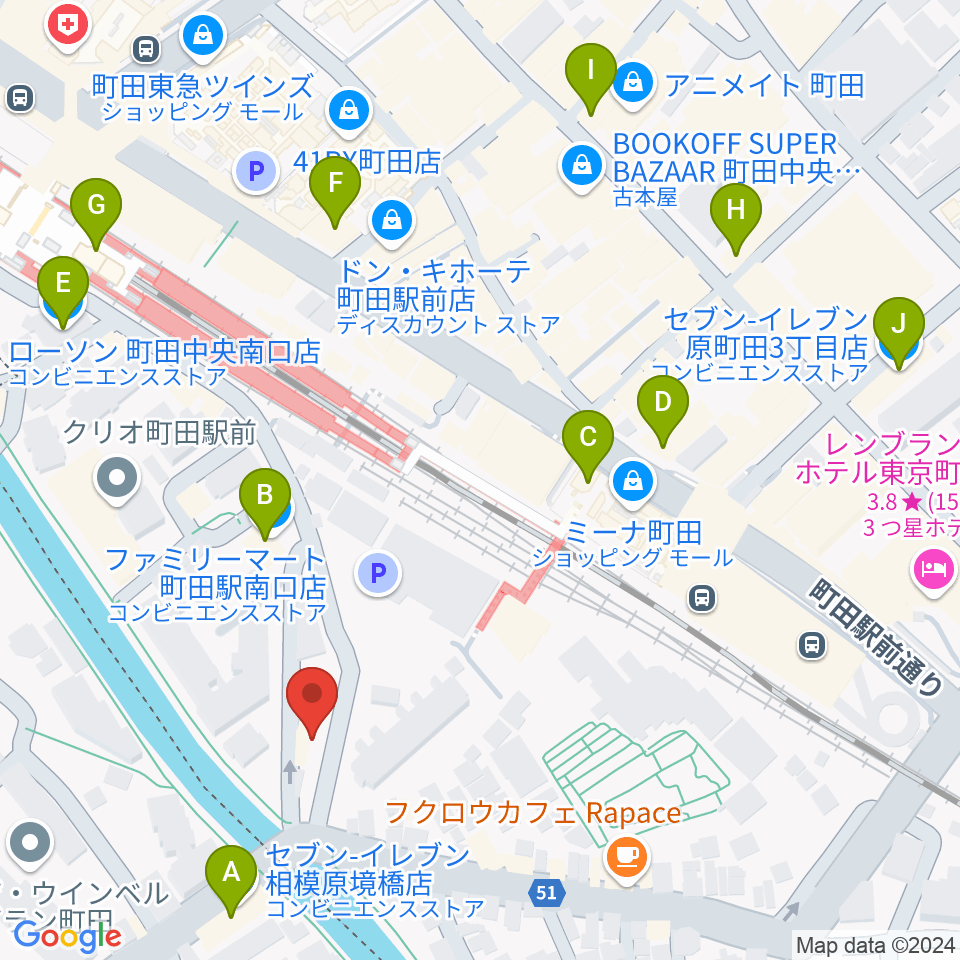 YOKOTA BASE STUDIO周辺のコンビニエンスストア一覧地図