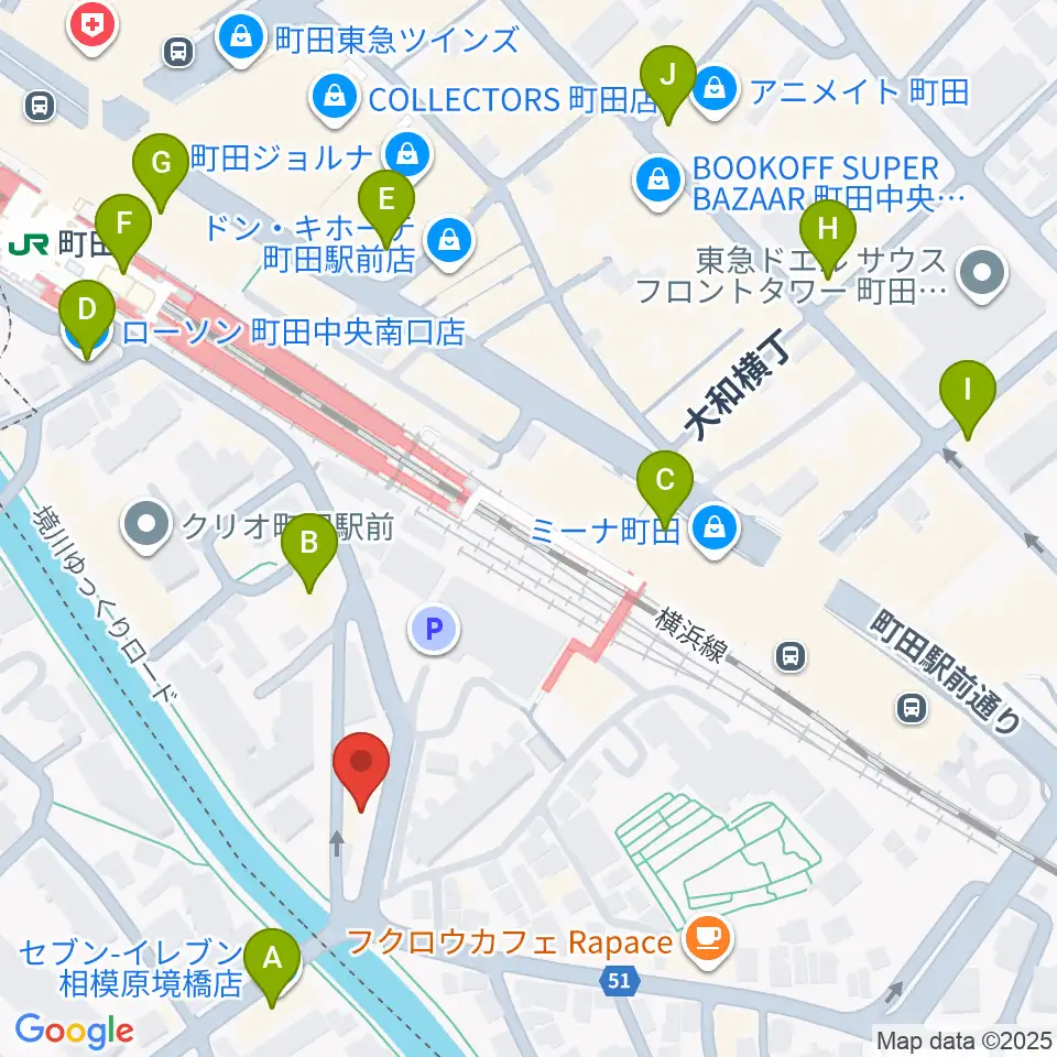 YOKOTA BASE STUDIO周辺のコンビニエンスストア一覧地図