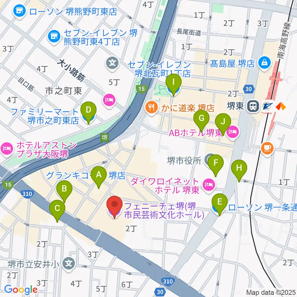 フェニーチェ堺周辺のコンビニエンスストア一覧地図