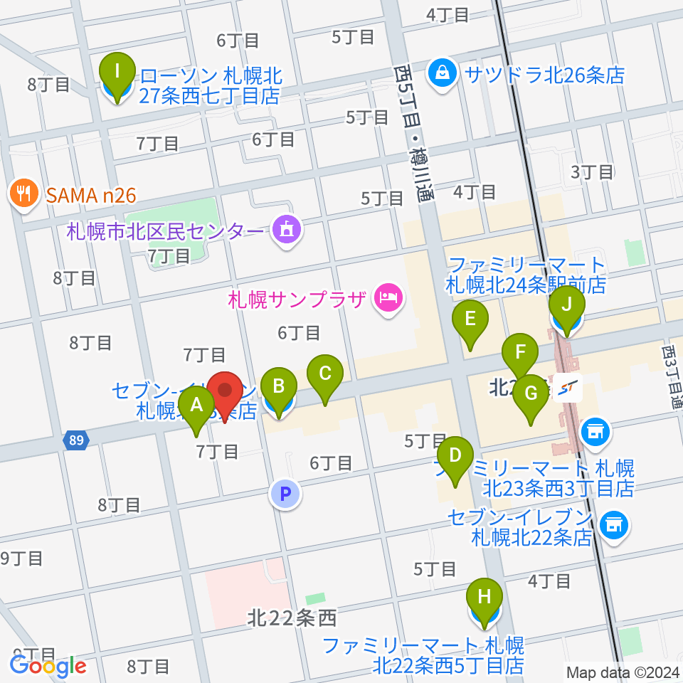 ジングルホール周辺のコンビニエンスストア一覧地図