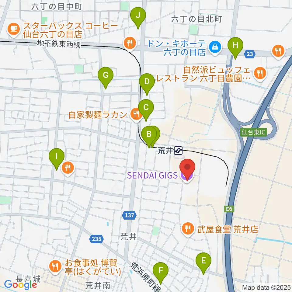仙台ギグス SENDAI GIGS周辺のコンビニエンスストア一覧地図