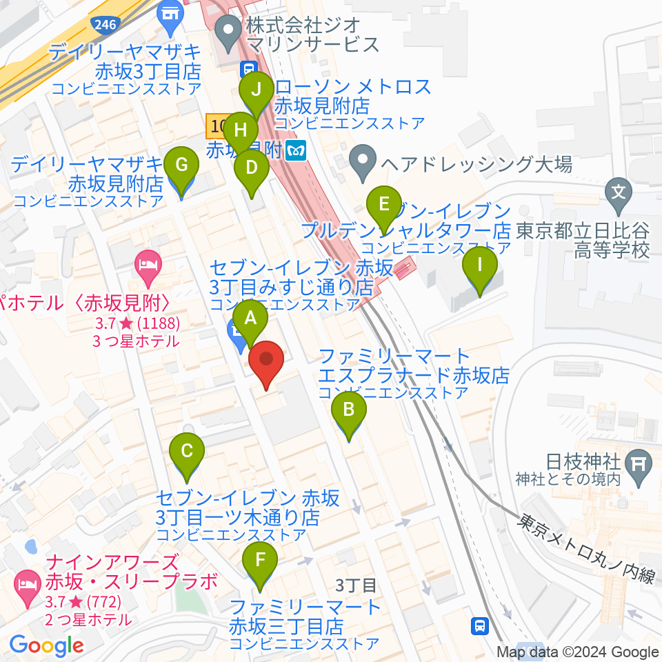 赤坂STAGE-1周辺のコンビニエンスストア一覧地図