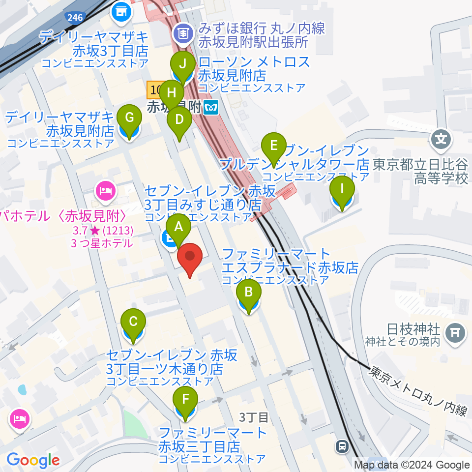 赤坂STAGE-1周辺のコンビニエンスストア一覧地図