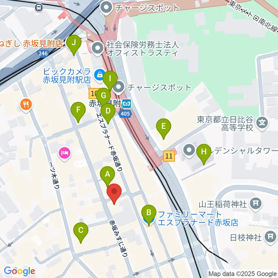 赤坂STAGE-1周辺のコンビニエンスストア一覧地図