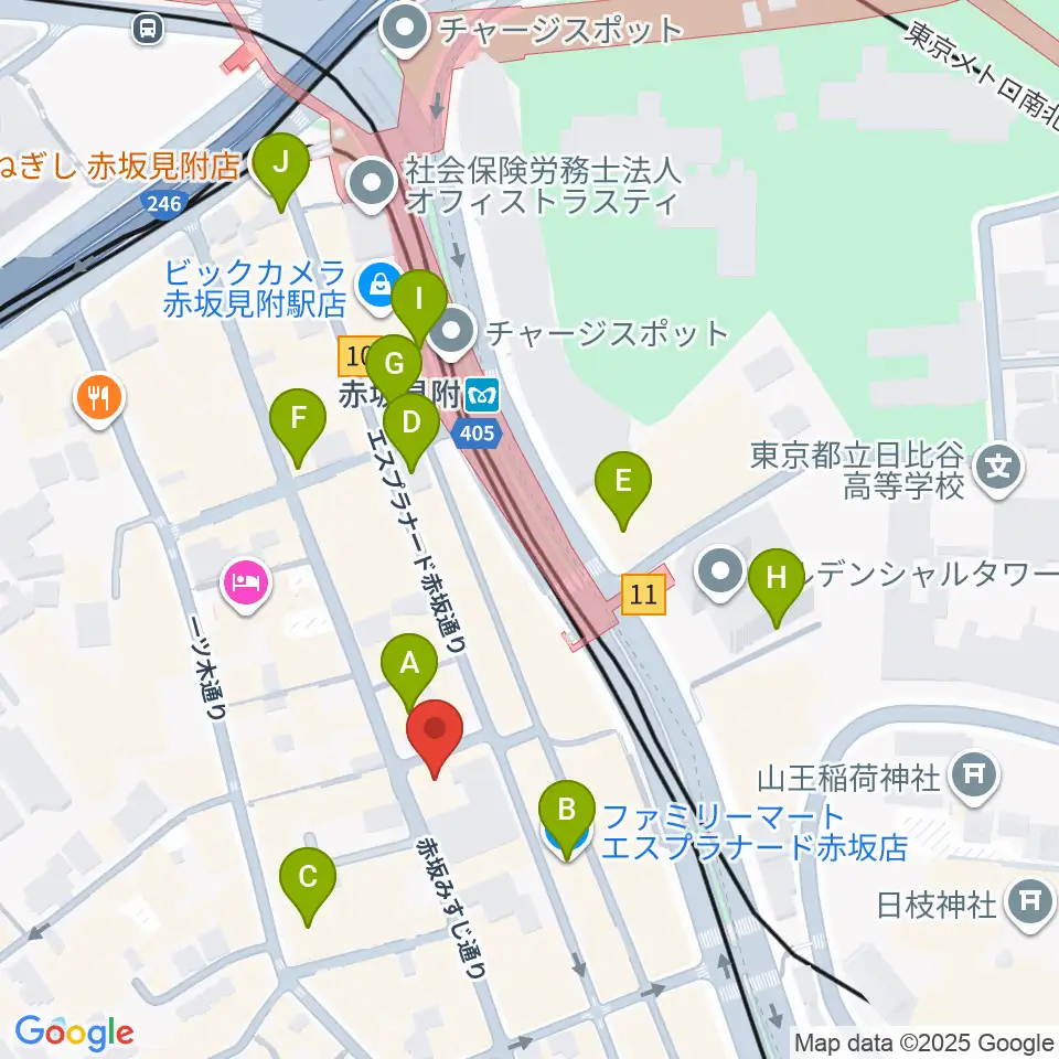 赤坂STAGE-1周辺のコンビニエンスストア一覧地図