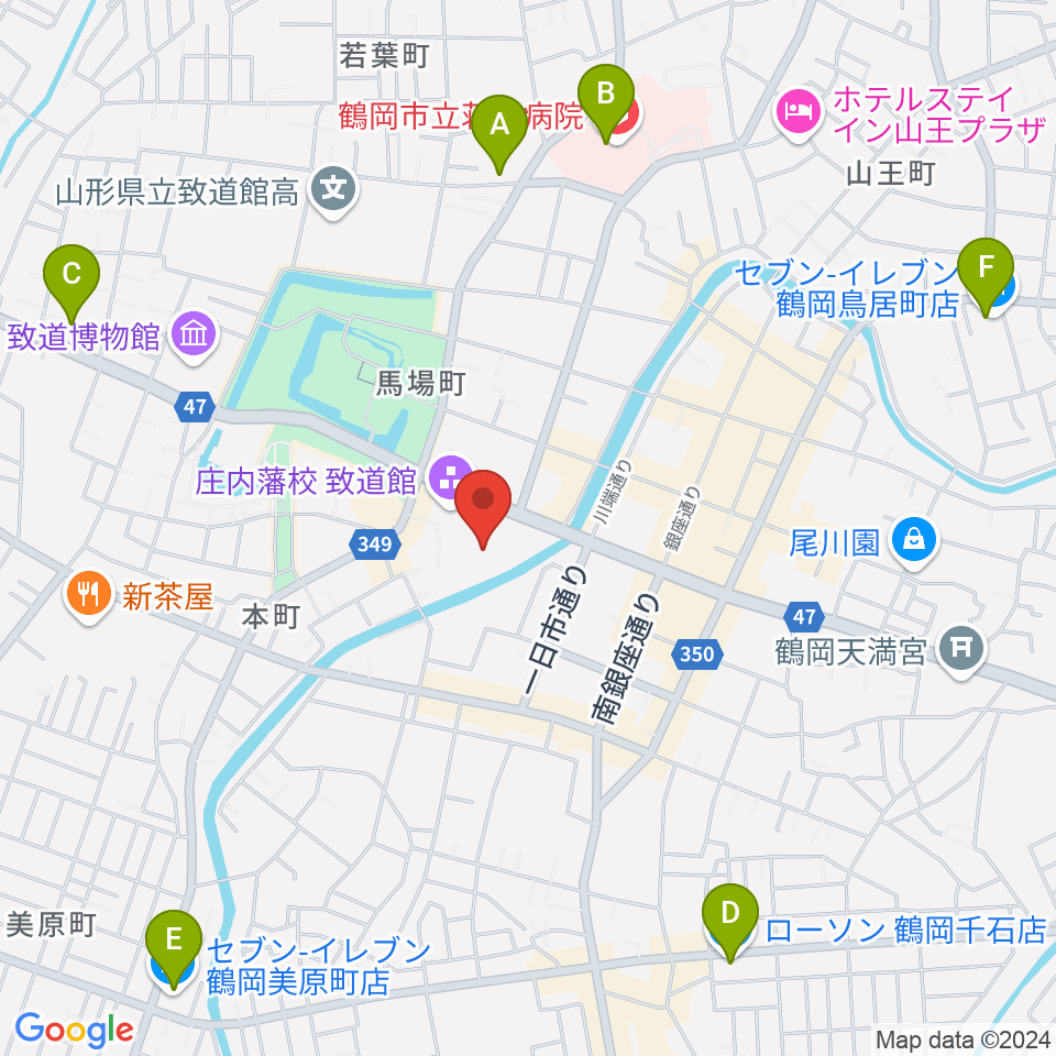 荘銀タクト鶴岡周辺のコンビニエンスストア一覧地図