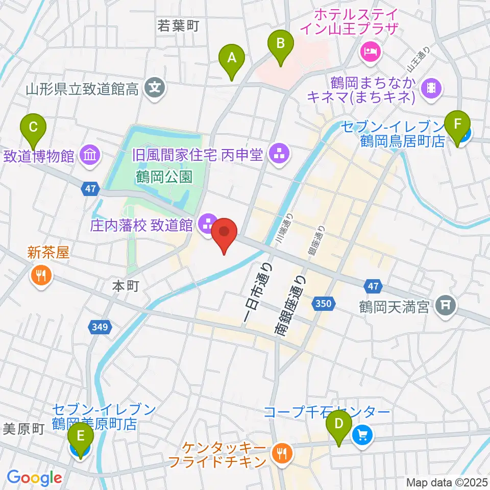 荘銀タクト鶴岡周辺のコンビニエンスストア一覧地図