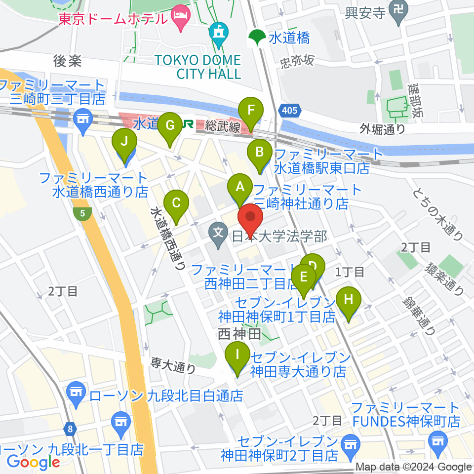 アクアダクトスタジオ周辺のコンビニエンスストア一覧地図