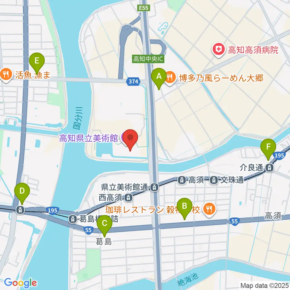 高知県立美術館周辺のコンビニエンスストア一覧地図