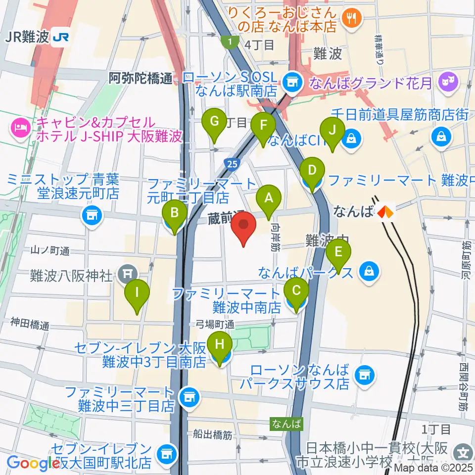 エディオンアリーナ大阪周辺のコンビニエンスストア一覧地図