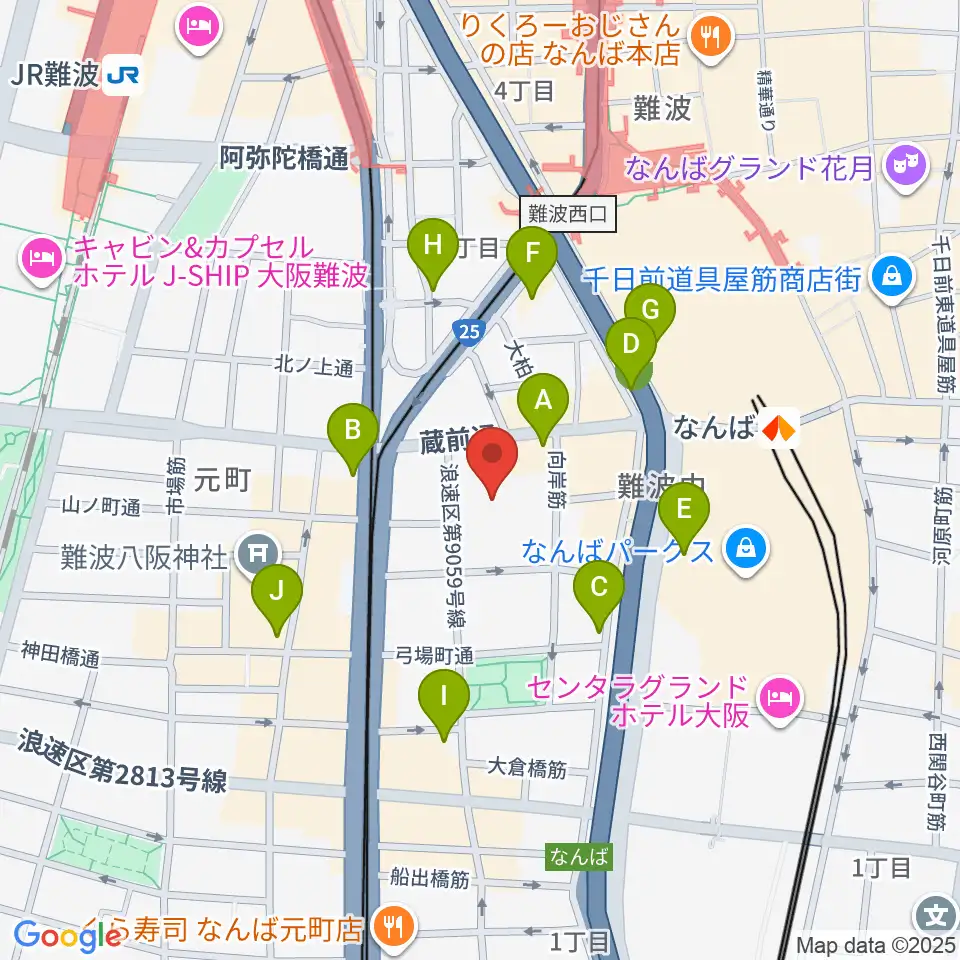 エディオンアリーナ大阪周辺のコンビニエンスストア一覧地図