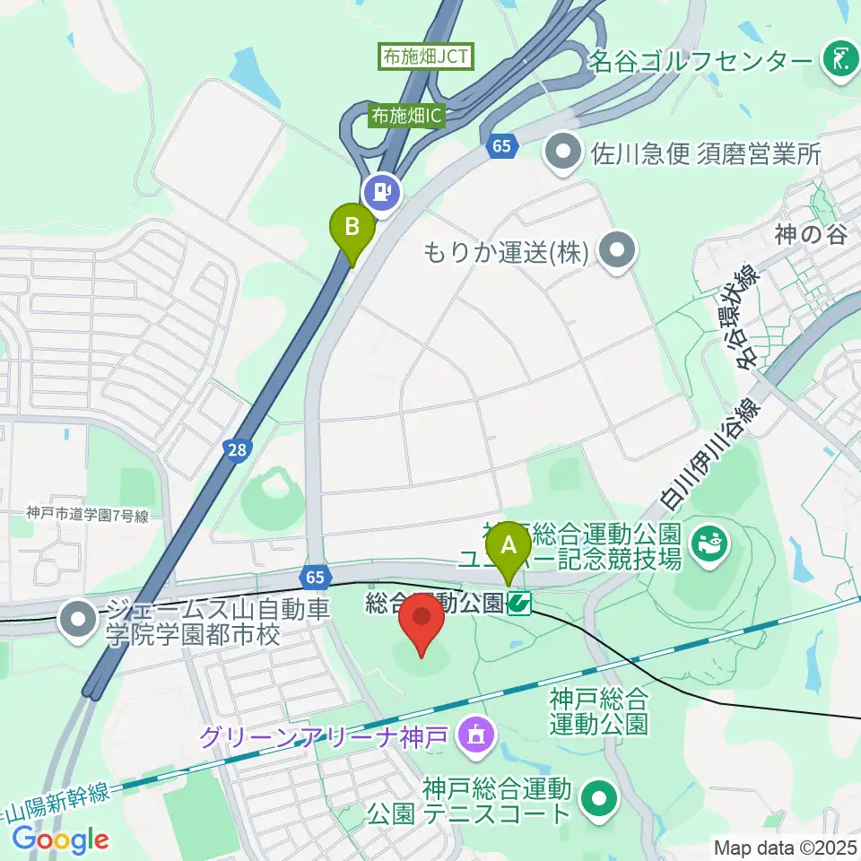 ほっともっとフィールド神戸周辺のコンビニエンスストア一覧地図