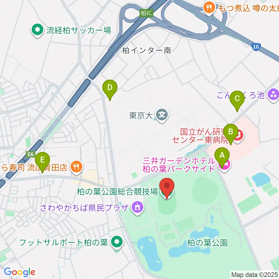 柏の葉公園総合競技場周辺のコンビニエンスストア一覧地図