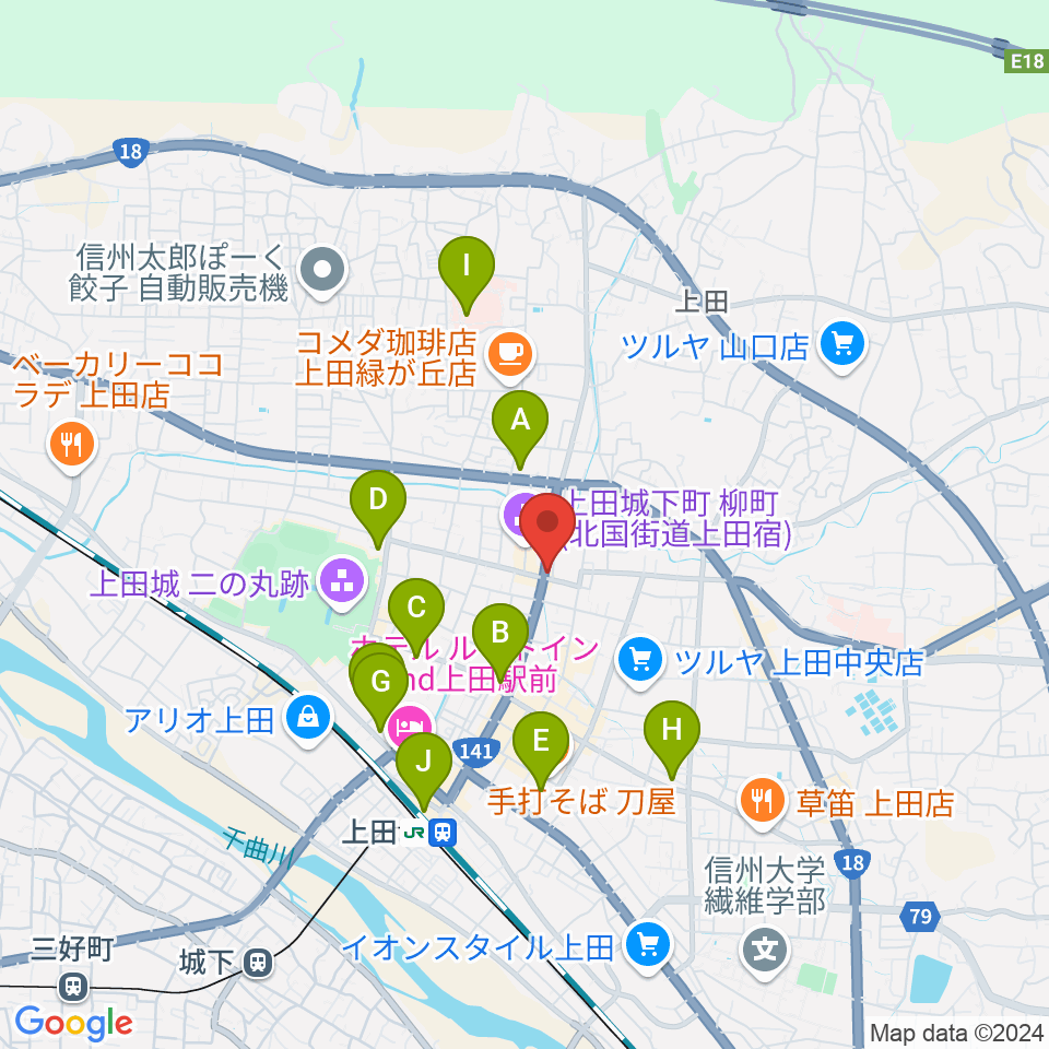 上田ラディウス周辺のコンビニエンスストア一覧地図