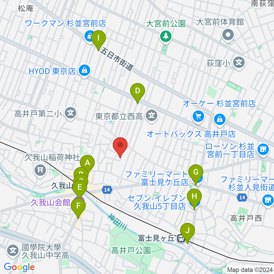 A-durバイオリン・チェロ教室周辺のコンビニエンスストア一覧地図