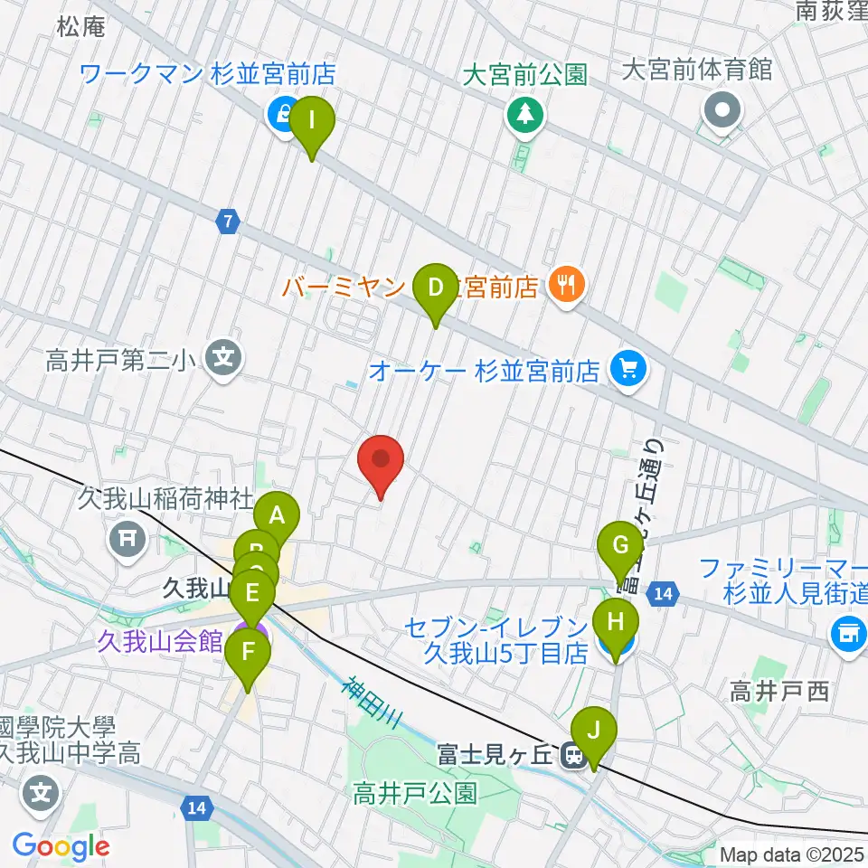 A-durバイオリン・チェロ教室周辺のコンビニエンスストア一覧地図