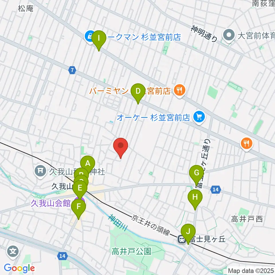 A-durバイオリン・チェロ教室周辺のコンビニエンスストア一覧地図