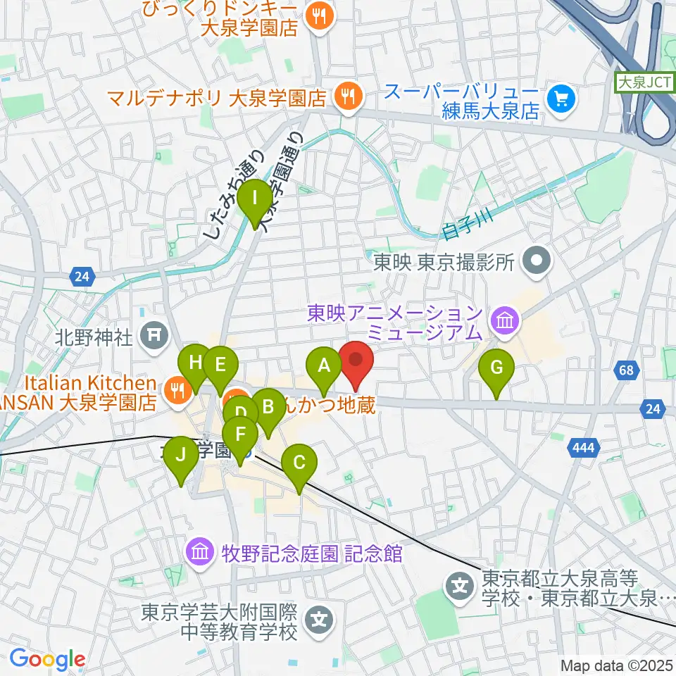 大泉学園 in F(インエフ)周辺のコンビニエンスストア一覧地図