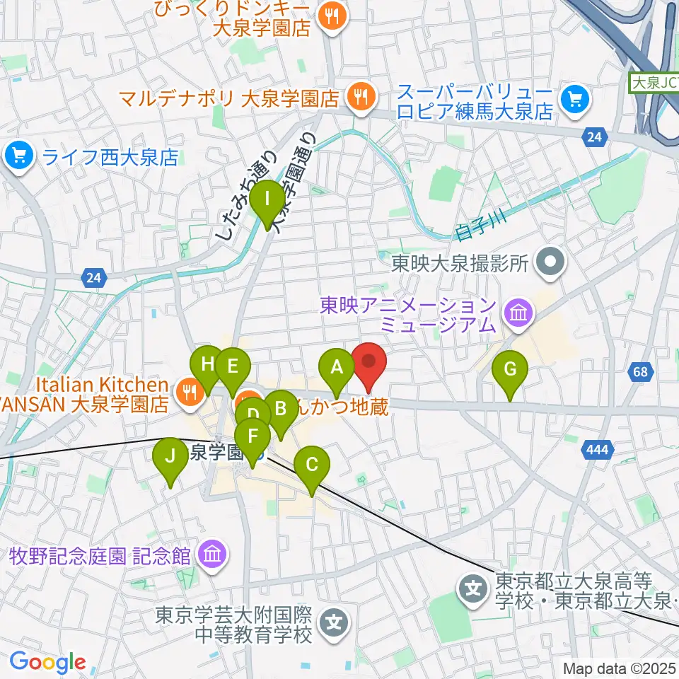 大泉学園 in F（インエフ）周辺のコンビニエンスストア一覧地図