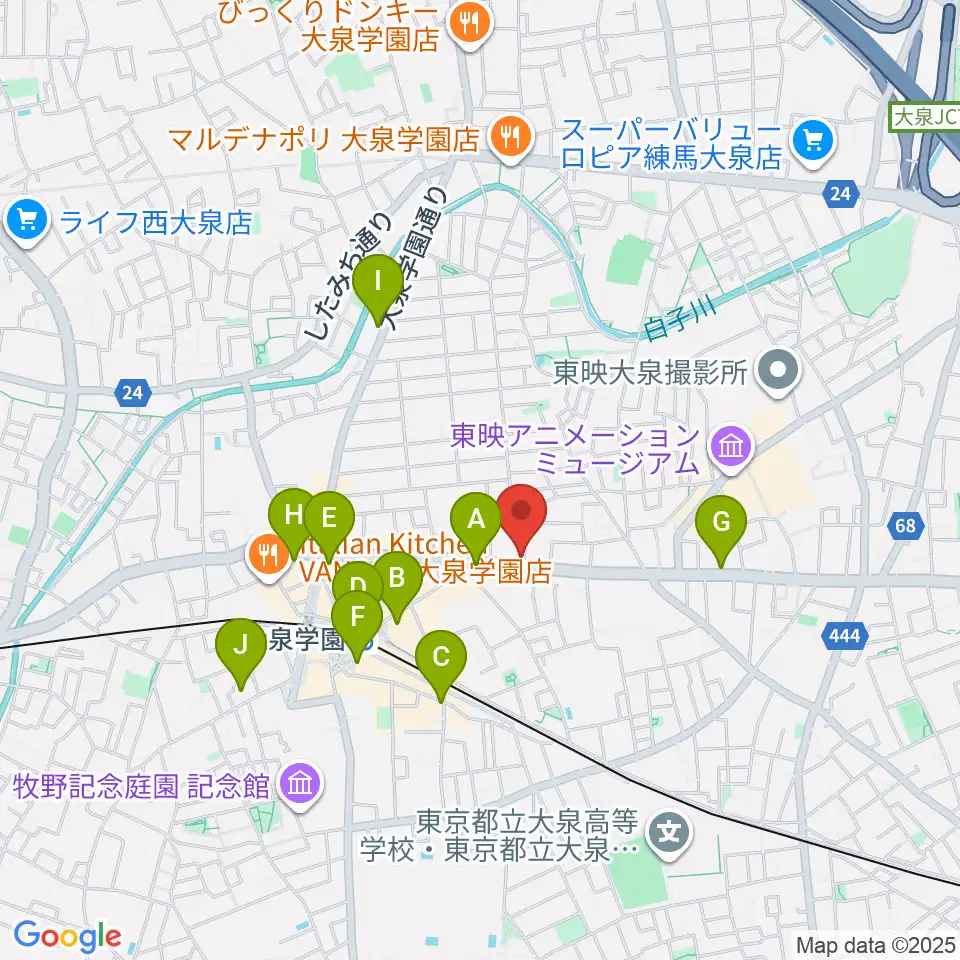 大泉学園 in F（インエフ）周辺のコンビニエンスストア一覧地図