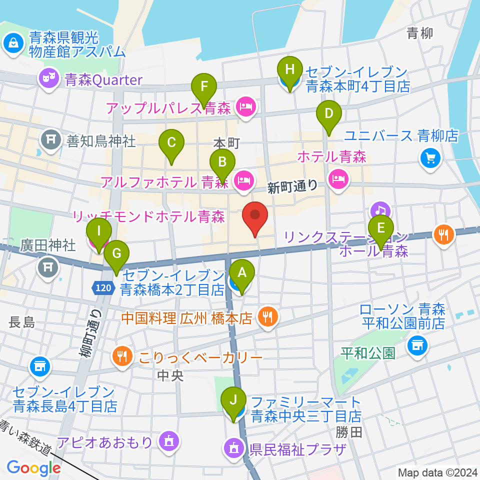 Bears青森周辺のコンビニエンスストア一覧地図