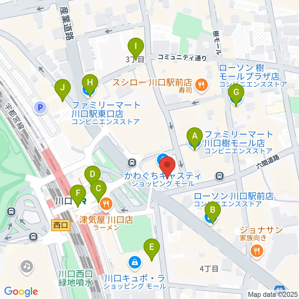島村楽器 かわぐちキャスティ店周辺のコンビニエンスストア一覧地図
