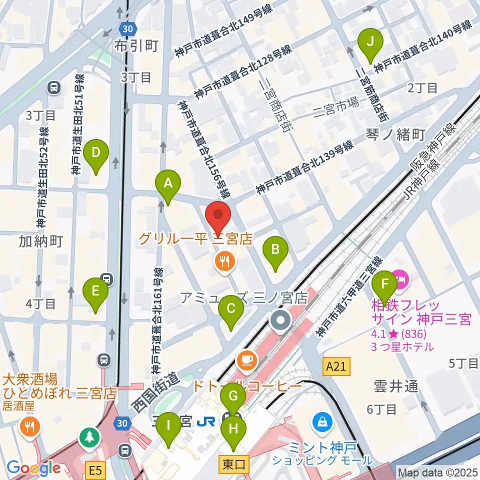 神戸三宮シアター・エートー周辺のコンビニエンスストア一覧地図