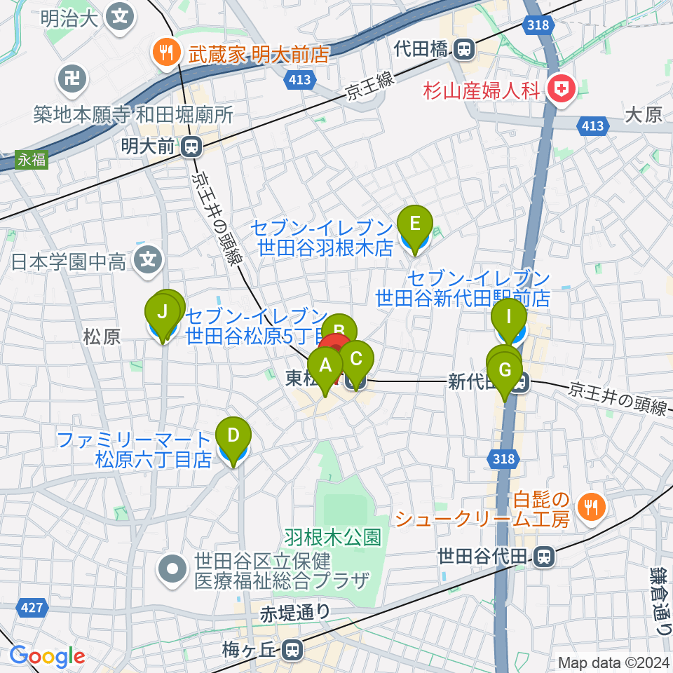 music studio MAYS周辺のコンビニエンスストア一覧地図