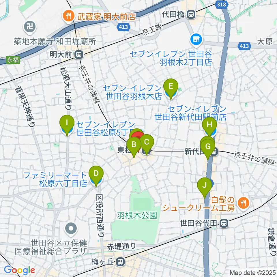 music studio MAYS周辺のコンビニエンスストア一覧地図