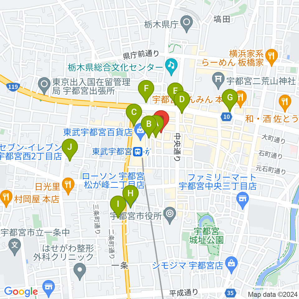 ミヤラジ 宇都宮コミュニティFM周辺のコンビニエンスストア一覧地図