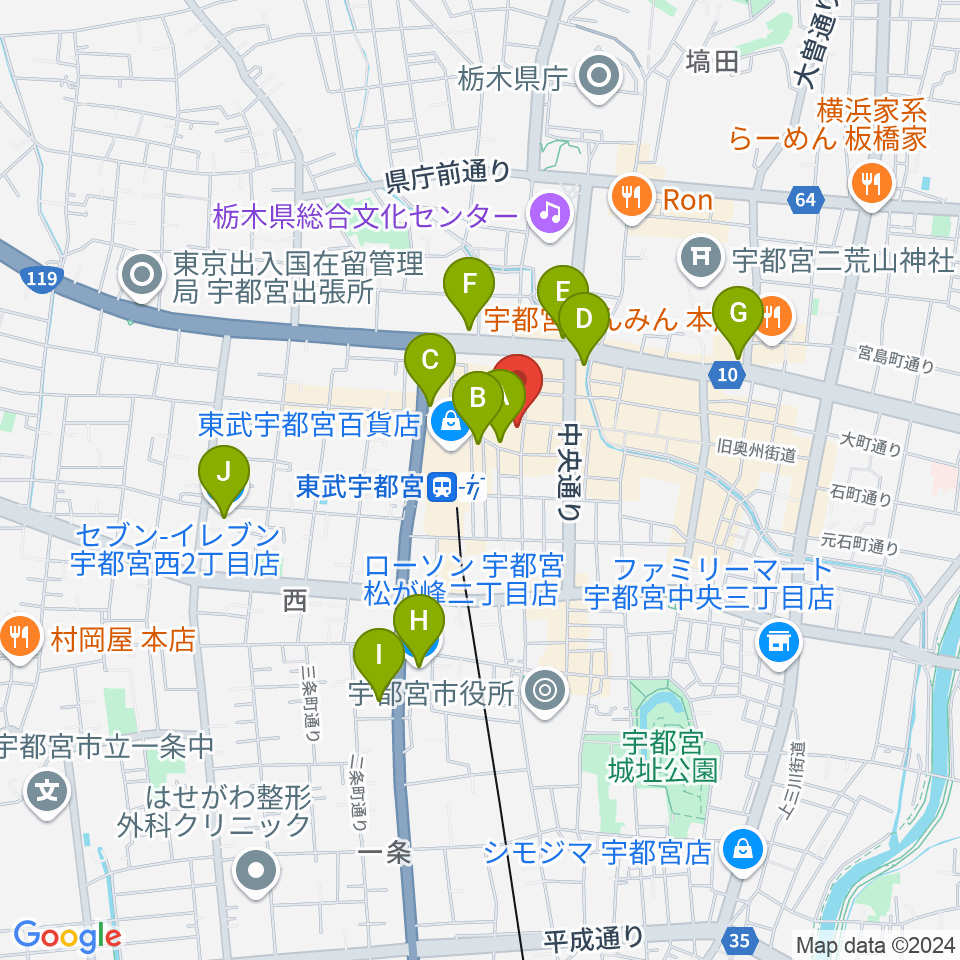 ミヤラジ 宇都宮コミュニティFM周辺のコンビニエンスストア一覧地図