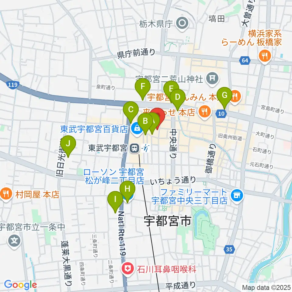 ミヤラジ 宇都宮コミュニティFM周辺のコンビニエンスストア一覧地図