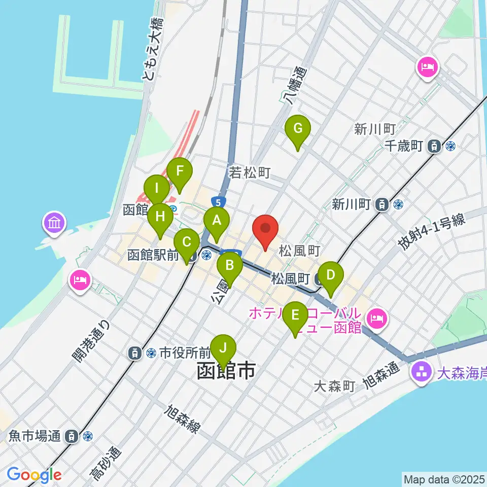 函館あうん堂ホール周辺のコンビニエンスストア一覧地図