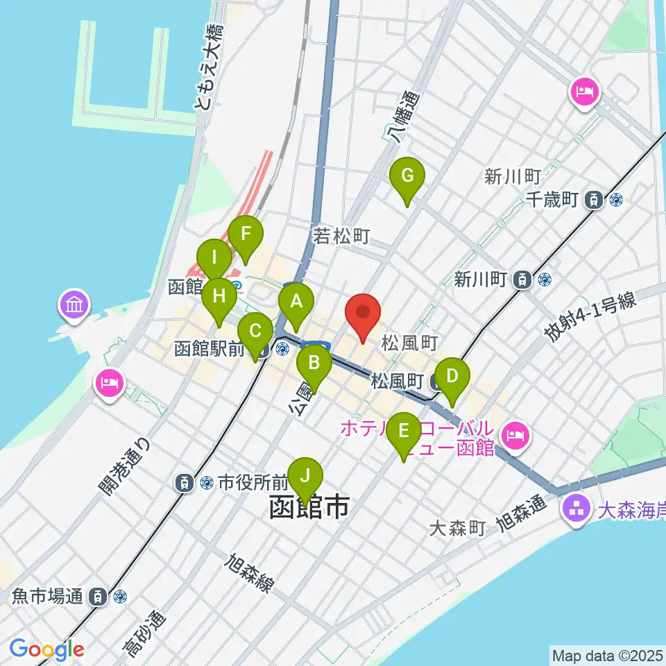 函館あうん堂ホール周辺のコンビニエンスストア一覧地図