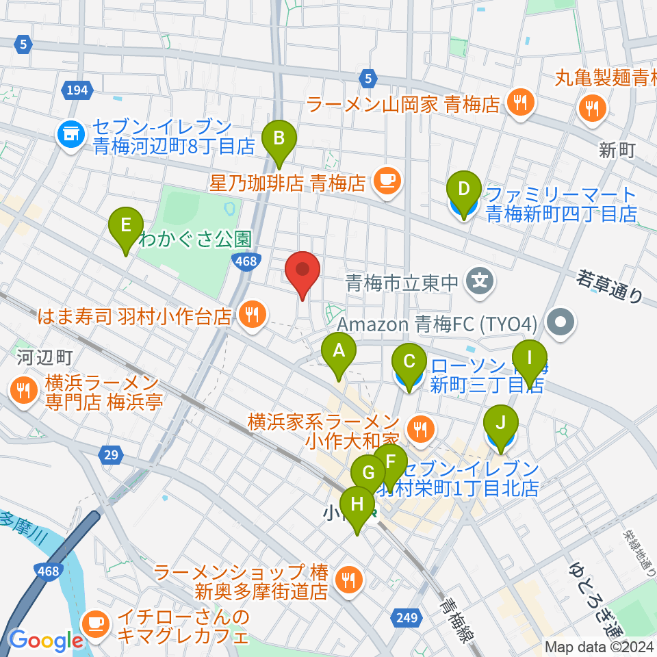 おおたけピアノ教室周辺のコンビニエンスストア一覧地図