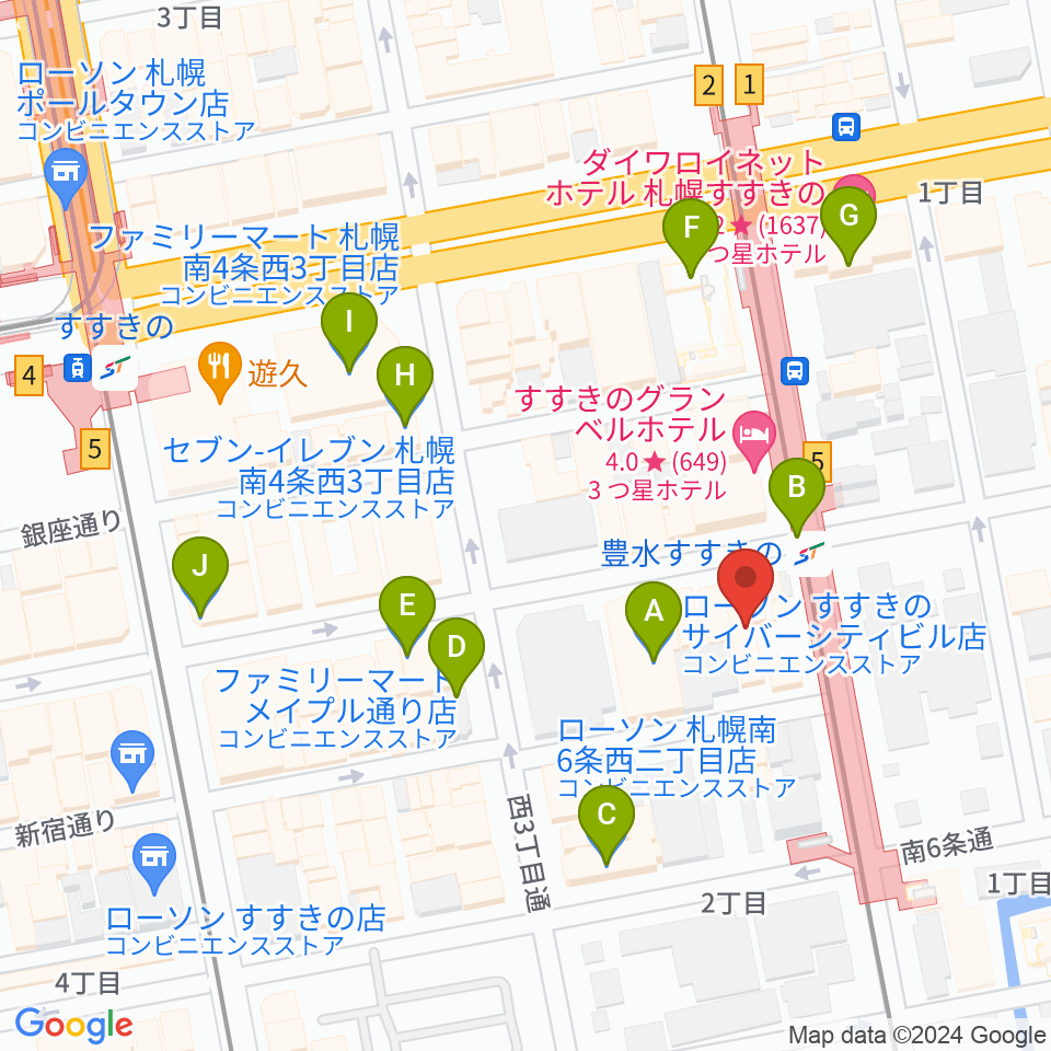 札幌DAY BY DAY周辺のコンビニエンスストア一覧地図