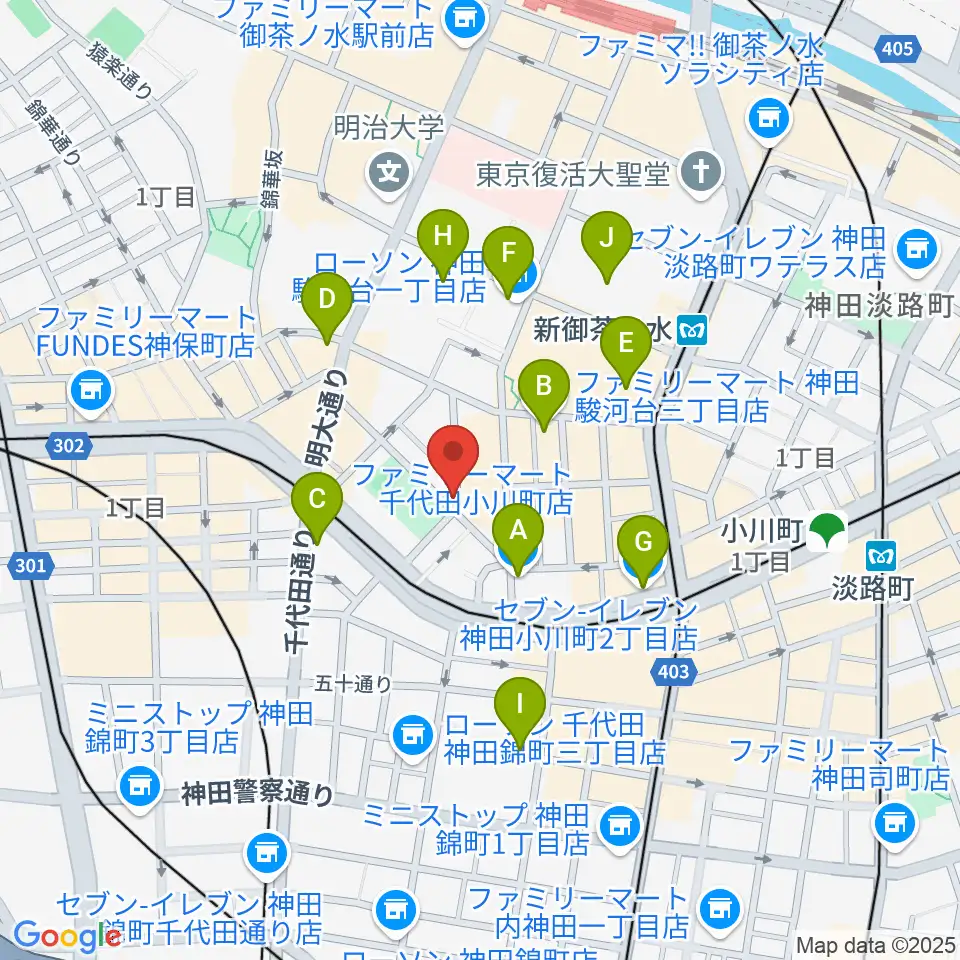 エンギター周辺のコンビニエンスストア一覧地図
