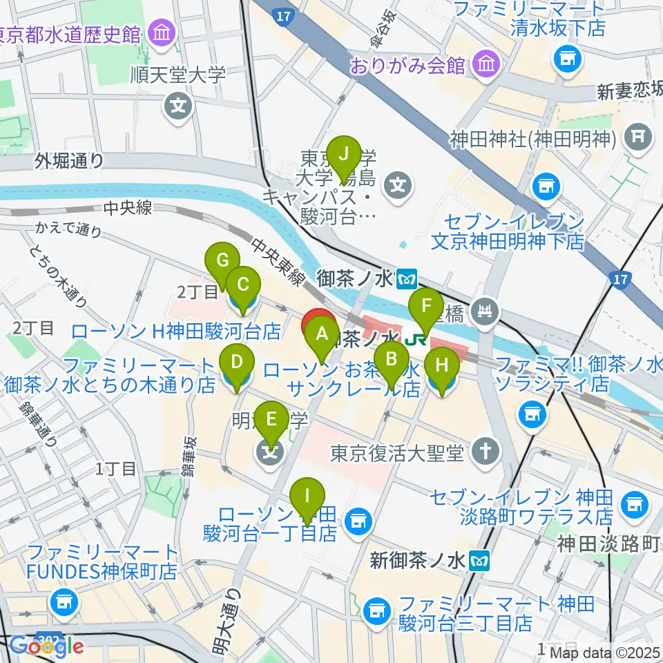 BIGBOSSお茶の水店 別館周辺のコンビニエンスストア一覧地図