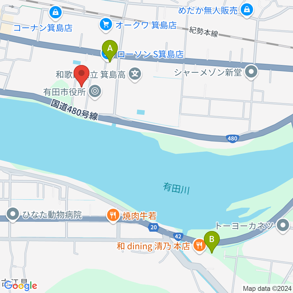 有田市民会館周辺のコンビニエンスストア一覧地図