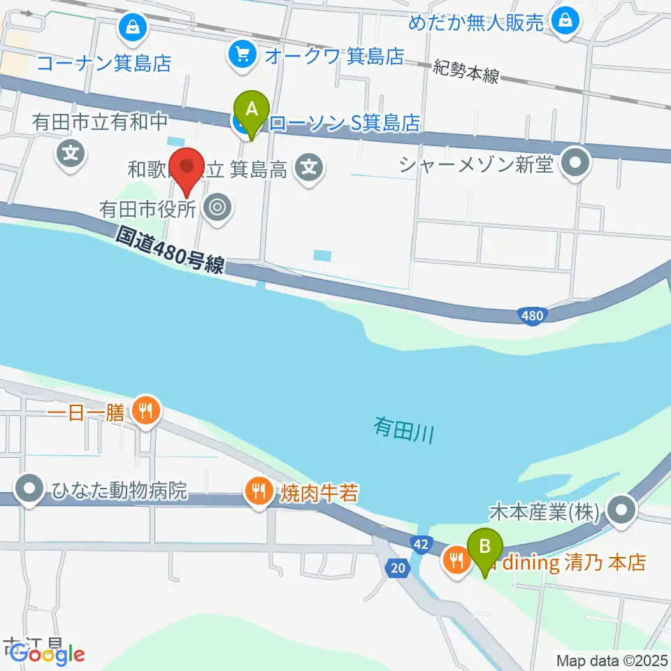 有田市民会館周辺のコンビニエンスストア一覧地図