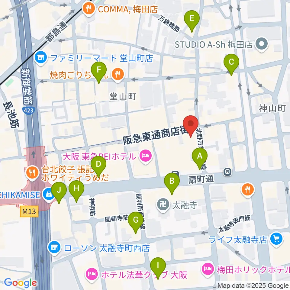 梅田バナナホール周辺のコンビニエンスストア一覧地図