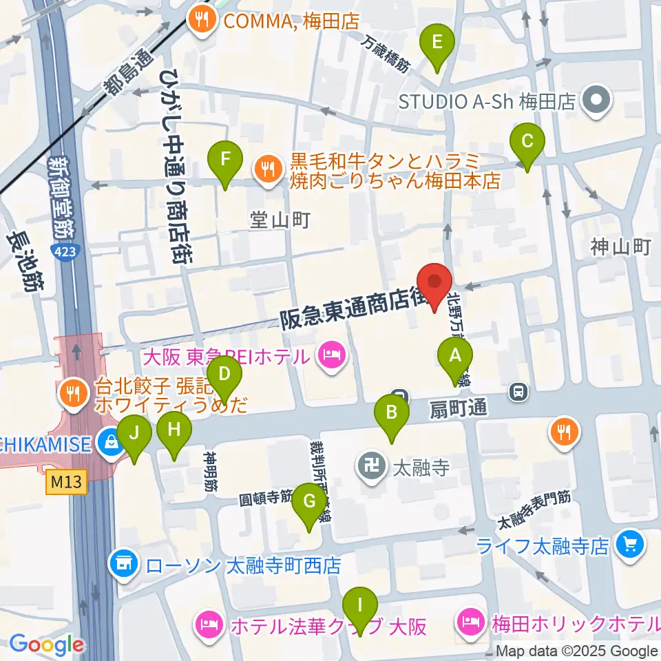 梅田バナナホール周辺のコンビニエンスストア一覧地図