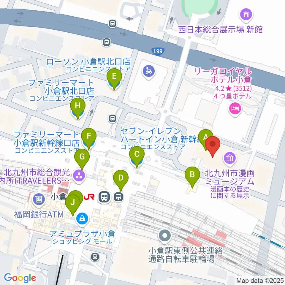あるあるCity周辺のコンビニエンスストア一覧地図
