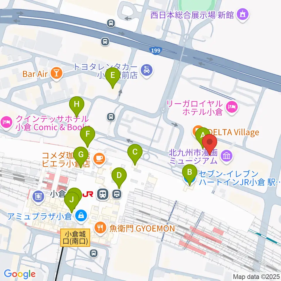 あるあるCity周辺のコンビニエンスストア一覧地図