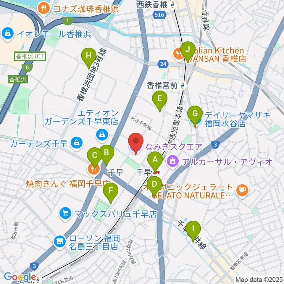 なみきスクエア・東市民センター周辺のコンビニエンスストア一覧地図