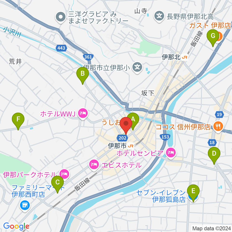 ニシザワいなっせホール周辺のコンビニエンスストア一覧地図